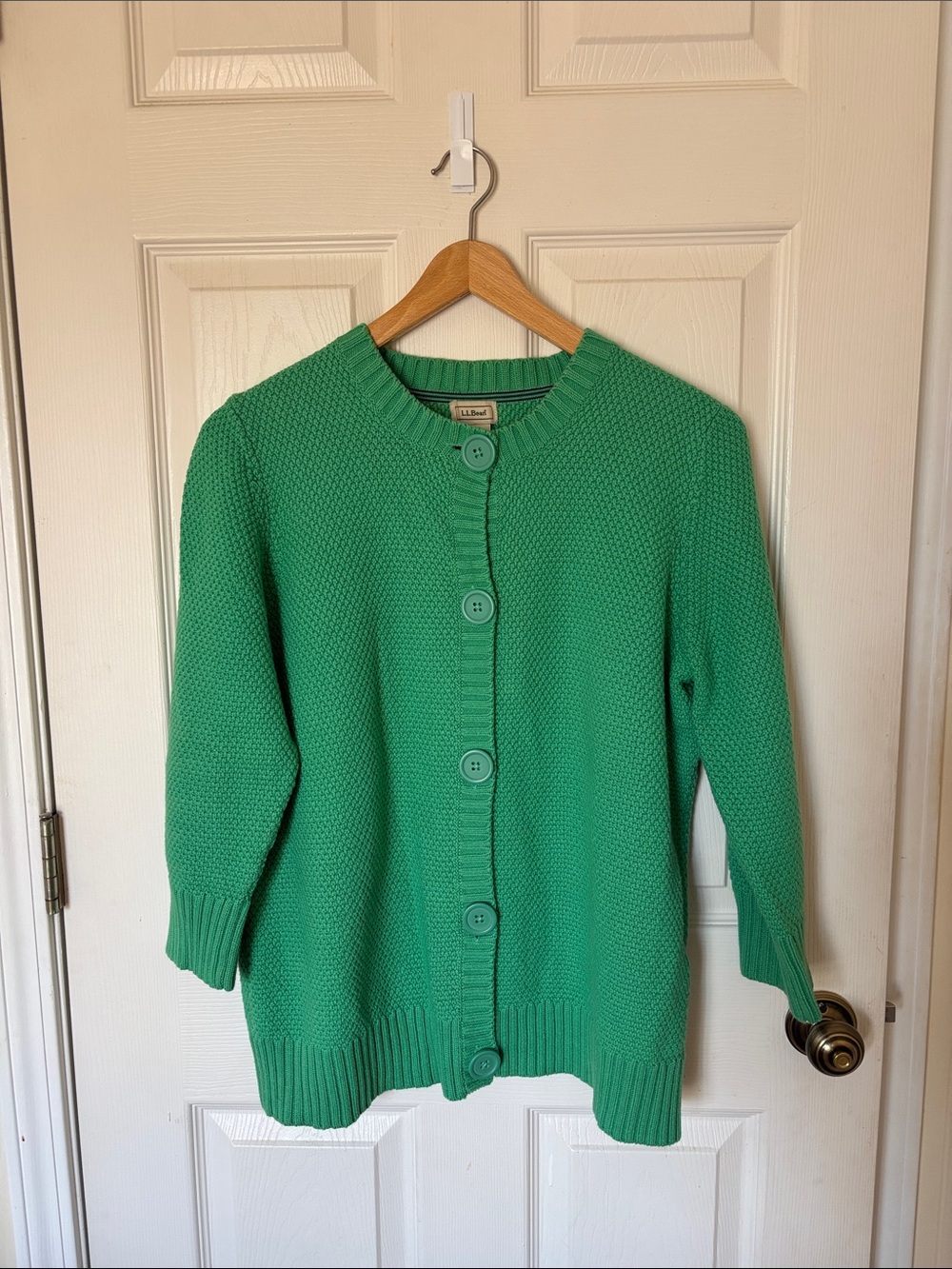 L.L. Bean Women's Bright Green Button-Front Cardigan